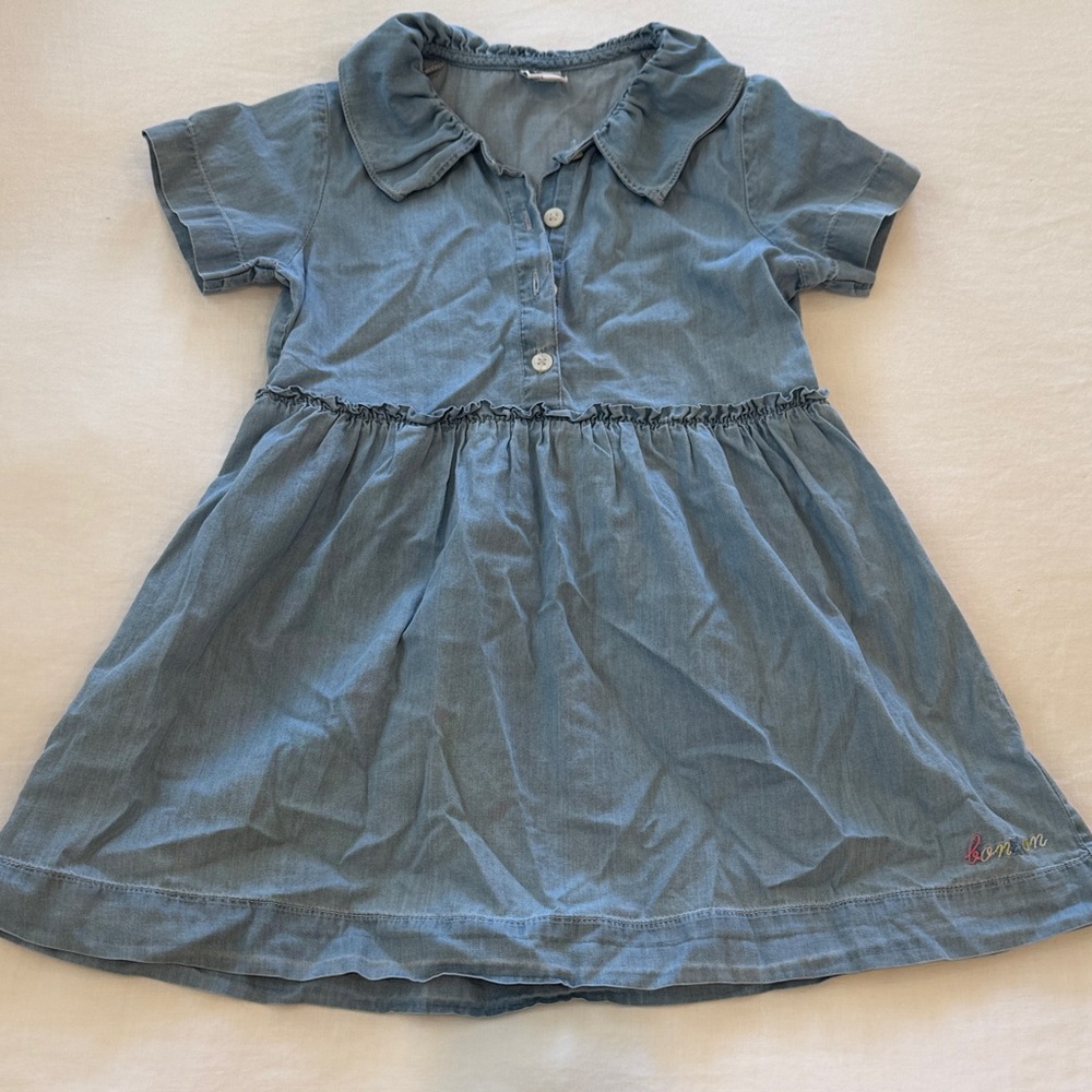 Bonton Light Blue Chambray Polo Dress